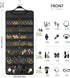 SMRITI Hanging Jewelry Organizer with Dual Zippered Pockets Canvas Double Sided Rotating Hanger Necklace Hanging Wall Organizer Earring Dustproof ...