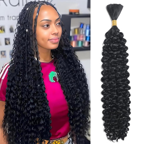18inch Curly Bulk Hair For Braiding No Weft 75g (1Bundles/Pack) Micro Braiding Quality Synthetic Hair Braiding Extensions For Boho Braids Wet And ...