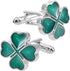 Green Four Leaf Clover Cufflinks for Men Lady In Gift Case Silver Good Luck Men's Cufflinks Jewelry Set for Wedding Party Anniversary Business Eve...