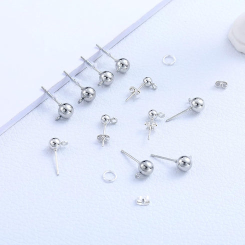 780 Pcs Ball Post Earring Studs for Jewelry Making with Loop 3 Sizes 4/5/6 mm Round Ball Earring Posts, Butterfly and Silicone Eardrop Backs, Open...