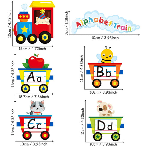 Outus 6 Pieces Alphabet Train Wall Decals Peel Stick Animals Alphabet Wall Sticker Early Learning Classroom Bedroom Nursery Playroom Decoration fo...