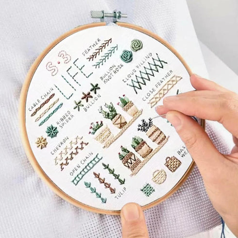 LYSHIATSU 3 Sets Embroidery Starter Kit for Beginners, Patterns Cross Stitch for Adults, Hobbies Embroidery, Learning DIY Kit with 3 Embroidery Ho...