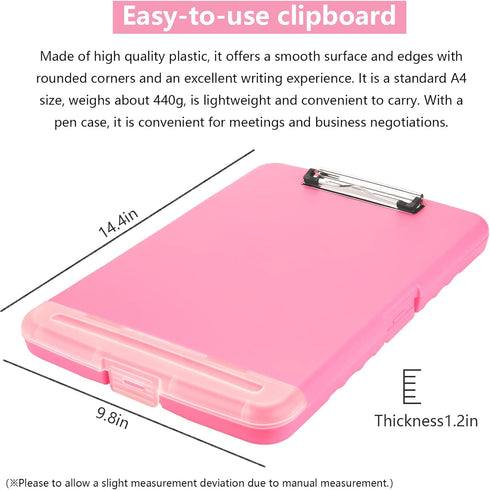 Clipboard with Storage, Side Open Nursing Clipboard Foldable Storage, Nurse Clipboards with Low Profile Clip, Waterproof Plastic Clipboards for Of...