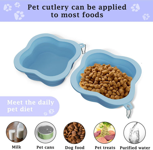 Dog Bowls Pet Collapsible Bowl Slow Feeder Outdoor, Dog Travel Bowls Portable Foldable Cat Water Dish Bowl for Pets Walking Parking Camping (Purpl...