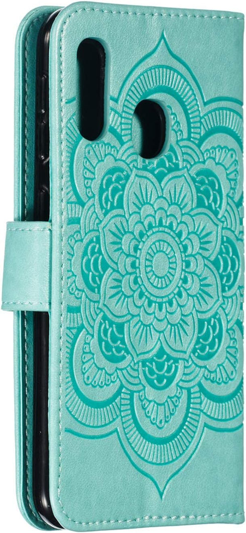 LEECOCO for Samsung A10E Case Mandala Embossing Luxury PU Leather Flip Notebook Wallet Bookstyle Magnetic Stand Card Slot Folio Bumper Protection ...