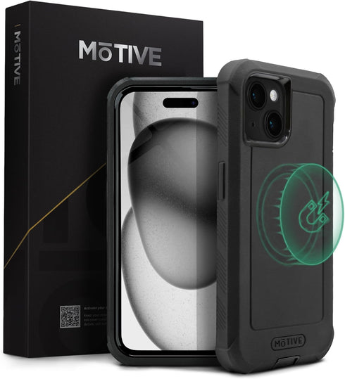 MOTIVE for iPhone 15 Protective Case, Magnetic Case Compatible with MagSafe, Heavy Duty and Quad Layer Military Grade Protection Shockproof case, ...