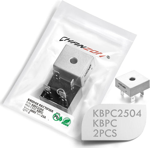 (Pack of 2 Pieces) Chanzon KBPC2504 Bridge Rectifier Diode 25A 400V KBPC Single Phase, Full Wave 25 Amp 400 Volt Electronic Silicon Diodes...
