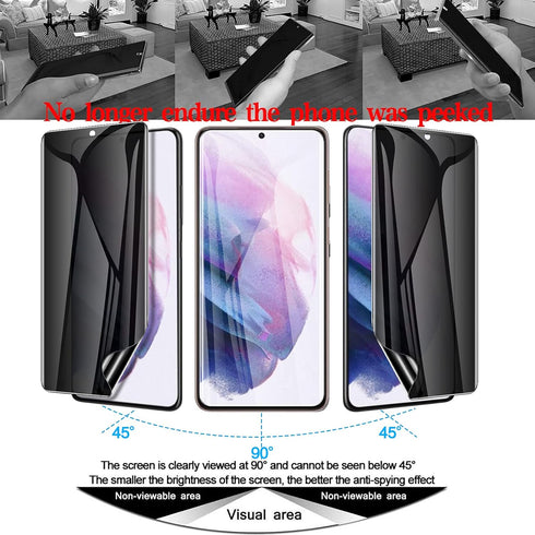 LYWHL [2 Pack for Samsung Galaxy S21 Plus Privacy Screen Protector, Anti-Spy Full Adhesive Flexible Film for Galaxy S21 Plus, [Compatible Fingerpr...