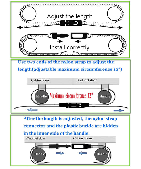Coosin Baby Safety Locks,Handles Child Safety Locks Simple Installation Home Safety Strap Locks Fit Closed Handle Cabinets,Oven, Double Open The D...