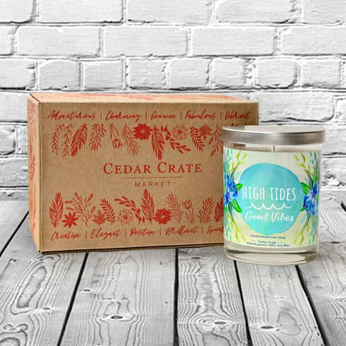 High Tides, Good Vibes | Floral, Sandalwood, Musk Scented Soy Candles | Teal 10 oz Jar Candles | Made in USA | Decorative Aromatherapy | Beach Gif...