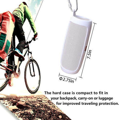 LTGEM Silicone Carrying Travel Case for JBL FLIP 5 Waterproof Portable Speaker with Extra Carabiner - White...