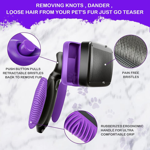 Pet Grooming Brush, The Ultimate Dog Brushes for Shedding Hair, Fur, Comb for Grooming Long Haired & Short Haired Dogs, Cats, Rabbits & More, Shed...