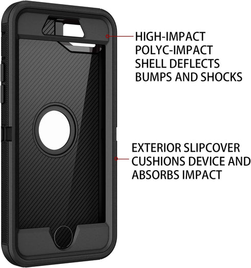 for iPhone SE 2020 Case,Built-in Screen Protector, Shockproof 3-Layer Full Body Protection Rugged Heavy Duty High Impact Hard Cover Case for iPhon...