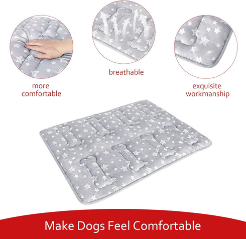 Dog Crate Mat (30" X 19"), Soft Dog Bed Mat with Cute Prints, Personalized Dog Crate Pad, Anti-Slip Bottom, Machine Washable Kennel Pad...