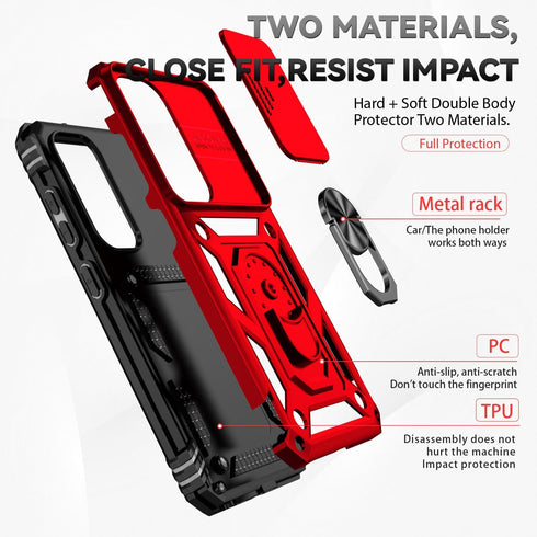 SunStory Military-Grade Case for Samsung Galaxy S23 FE 5G - With HD Screen Protector, Slide Camera Cover & Kickstand - Red...
