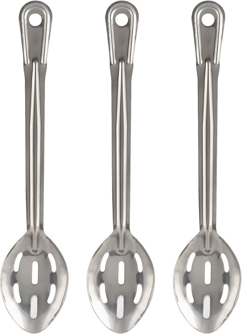 Perforated Stainless Steel Spoon - Serving Slotted Spoons for Restaurant - Large Metal Commercial Tablespoon for Cooking 3 Pcs...