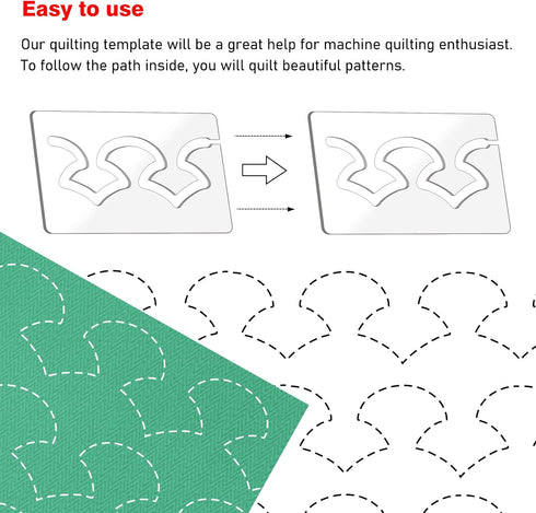 Free Motion Quilting Rulers and Templates Set Quilting Templates for Machine Quilting Quilting Supplies Quilting Design with Non-Slip Grips (Fan-S...