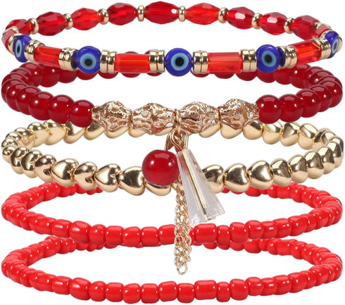 Twinfree 30Pcs Anklet Bracelets for Women Handmade Beads Anklets Bohemian Beach Beads Ankle Bracelets Set for Girls...