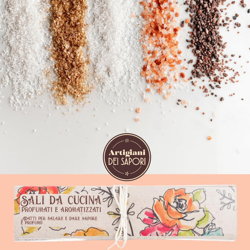 4 Flavor Pack, Infused Sicilian Salts "Sali Aromatizzati", Flavored Salt with Liquorice, Herbs, Lemon, Chili, Artigiani di Sapori, Italian Gifts...