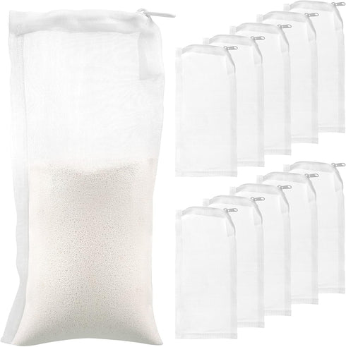 10 Pieces Small Aquarium Filter Bags with Zipper 3 x 8 Inch Fine Filter Media Bags 150 Micra Mesh Bags Reusable Fish Tank Charcoal Filter Bag for ...
