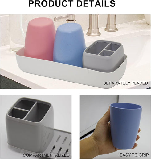 Toothbrush Holder Toothpaste Holder for Bathroom Vanity Organizer Countertop with Bathroom Cups, Electric Toothbrush Holder, Kids Bathroom Decor, ...