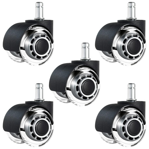 5 pcs Office Chair Caster Wheels Replacement, 360 Degree Rotation Mute Desk Chair Wheels Heavy Duty for All Floors Including Hardwood, Universal S...