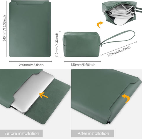 13 14 Inch Laptop Sleeve Case Waterproof Leather Case with Adjustable Stand Compatible with MacBook Pro 14 2021 MacBook Air 13 M1 M2 2022-2018 Mac...