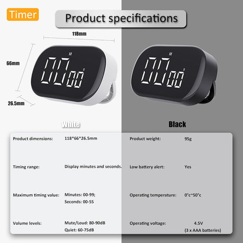 Digital Kitchen Timer,Magnetic Timer with Large LED Display,Volume Adjustable Countdown Countup Timer for Tasks,Work,Study,Kitchen Cooking...
