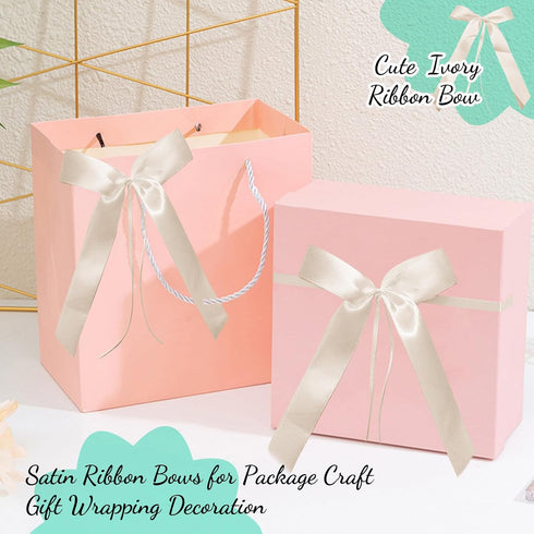 FQTANJU 30 pcs Delicate Wedding Pew End Bowknots Ribbon Bows Cars Chairs Decorations. (Ivory)...