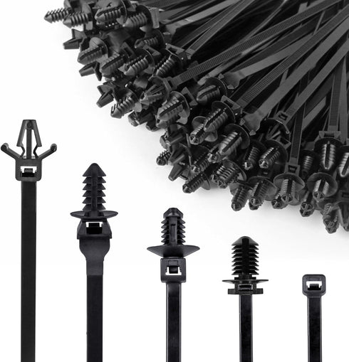 Xislet 160Pcs Universal Push Mount Cable Zip Tie Compatible with Cars Boat Trailer Polaris UTV Side By Side Jeep Wrangler Nylon Self Locking Cable...