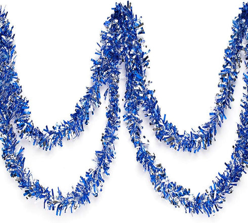Anderson's Blue & Silver Metallic Tinsel Twist for Trailer Or Golf Cart, 4 inches Wide x 25 ft Long, Christmas, Birthday, Patriotic, Graduation an...