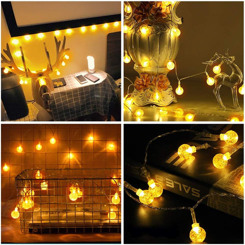Metaku Globe Fairy Lights Battery Operated 33ft 80LED String Lights with Remote Waterproof Indoor Outdoor Hanging Decorative Christmas Lights for ...