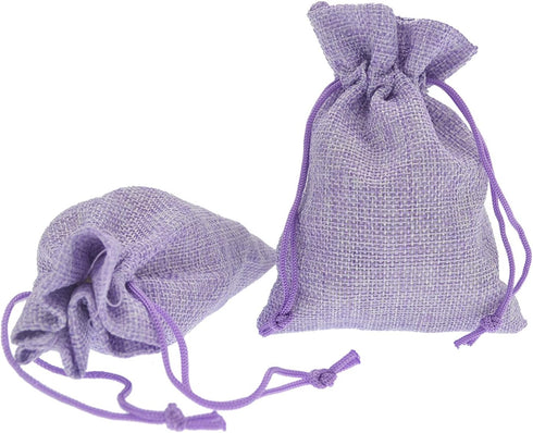 20pcs Burlap Bags with Drawstring 3.9 x 5.5 inch, Linen Gift Bags Jewelry Pouches Sachets for Christmas Wedding Party Favor (Light Purple)...