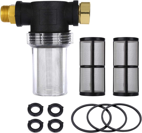 Garden Hose Filter for Pressure Washer Inlet Water, Inline Filter for Sediment, 40 Mesh Screen, Extra 2 Pieces100Mesh Screen Kit...