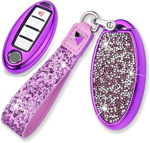 Royalfox 3 4 5 6 Buttons 3D Bling Girly Fashion keyless Remote Smart Key Fob case Cover for Infiniti Nissan Murano Pathfinder Maxima Lannia Altima...