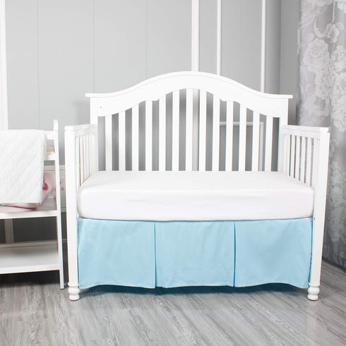 Belsden Blue Crib Skirt with Durable Woven Platform, Both Long Sides Pleated, Split Corners Dust Ruffle for Easy Placement Inside of Standard Crib...