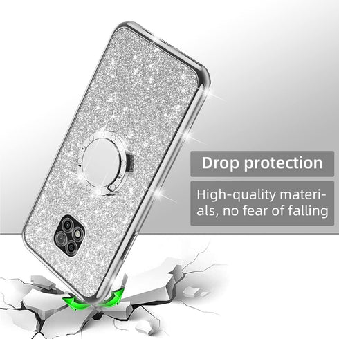 Case for Moto G Power 2021, for Motorola G Power 2021 Phone Case with Ring Kickstand Lanyard Shockproof Protection Cute Soft Glitter Cover Case fo...