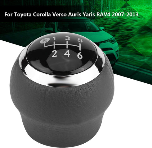 Qiilu 6 Speed Shift Knob, Car Gear Stick Shift Knob Head for Corolla Verso Auris Yaris 2007-2013 Black...