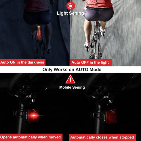 Smart Bike Tail Light, Brake Sensing Rear Bike Light, Waterproof Bike Lights Rechargeable with USB, Bright Red LED Bike Lights for Night Riding, C...