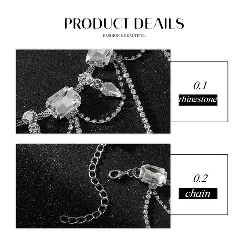 Jeairts Rhinestone Necklace Silver Crystal Choker Glitter Tassel Prom Necklace Full Crystal Necklaces Jewelry for Women and Girls...