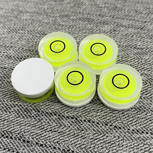 5Pcs Small Circular Bubble Levels with Double Sided Adhesive Bottom Mini Little Stick-on Bubble Spirit Level Measuring Layout Tools Levels (15x6mm...