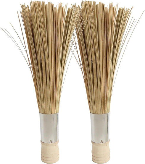 LSZSSJ9.84-inch natural bamboo brush kitchen cleaning brush, used to clean grills, pans, and stoves, without damaging The surface, 2 bamboo brushe...
