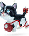 Playful Cat Entangled with Yarn Ball Blown Glass Christmas Ornament...