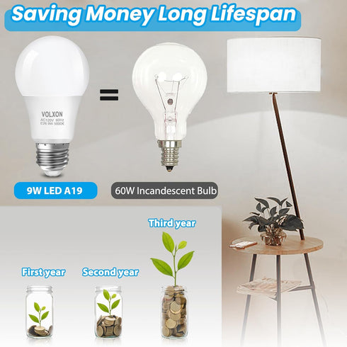 A19 LED Light Bulb, 9 Watt Equivalent 60 Watt Led Light Bulb, Bright Light Bulb 850LM, Non-Dimmable, Daylight White 5000K, Standard E26 Base, CRI ...