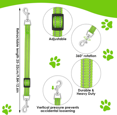2PCS Reflective Dog Safety Collar Clips, Adjustable Nylon Pet Collar Double Ended 360 Degree Rotatable Backup Clasp Clips Dog Collar Harness Conne...