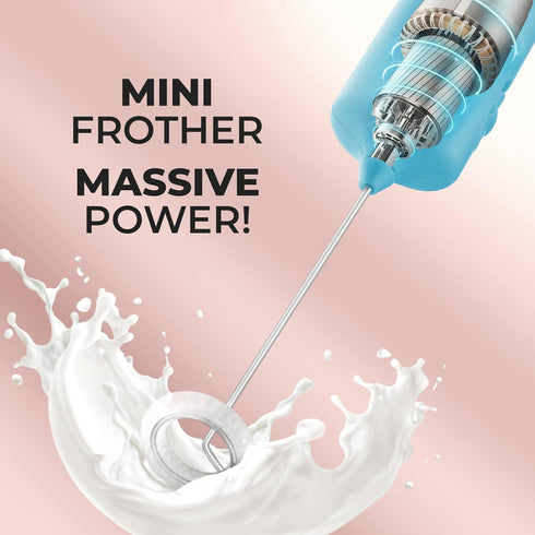 Zulay Kitchen Powerful Mini Milk Frother Handheld - Electric Hand Mixer - Portable Frother Wand for Coffee - Small Drink Blender for Lattes, Cappu...