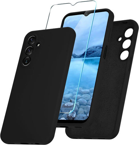 for Samsung Galaxy A15 5G Case, Silicone Phone Case with 1 Screen Protector, Soft Anti-Scratch Microfiber Lining, Full Body Shockproof Slim Cover,...