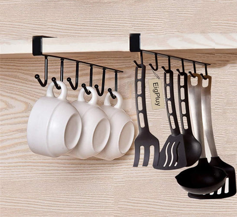 2pcs Mug Hooks Cups Wine Glasses Storage Hooks Kitchen Utensil Ties Belts and Scarf Hanging Hook Rack Holder Under Cabinet Closet Without Drilling...