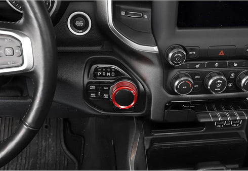 JWWY Gear Shift Shifter Switch Knob Cover Gear Selector Transmission Gearstick Gear Lever Knob Trim for Dodge 2018-2024+ 1500 RAM Special Editions...