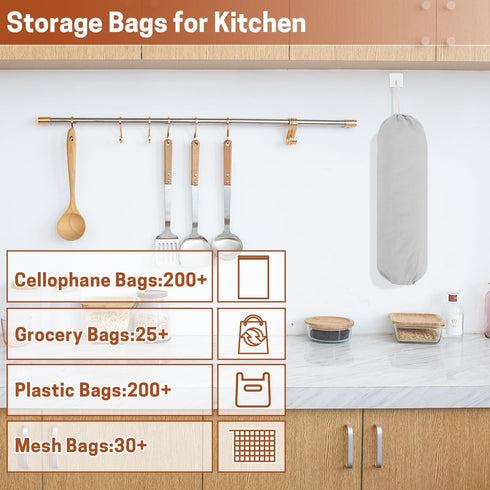 SWISSELITE 2Pcs Plastic Bag Holder, Reusable Grocery Bag Organizer, Wall Mount, 22x9 IN...